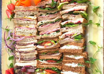 Top Nosh outside catering tray of sandwichs
